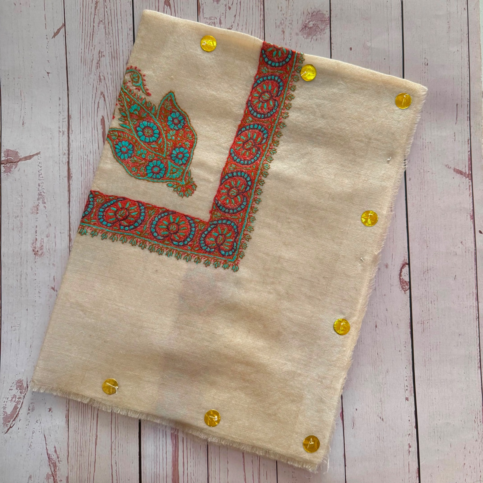 Mussar Pashmina Hand Sewing