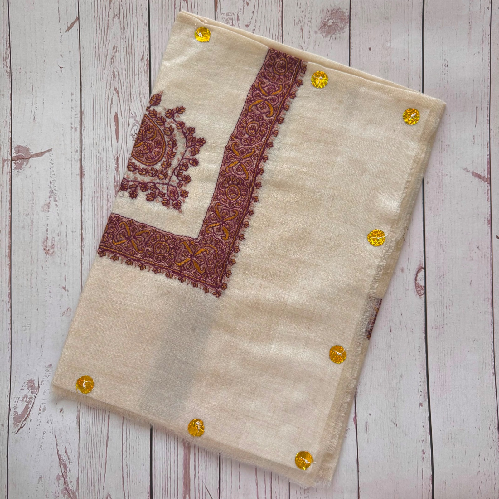 Mussar Pashmina Hand Sewing